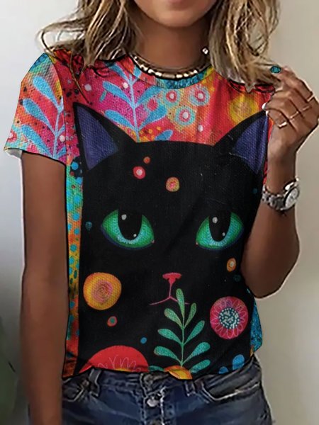 Women's Funny Black Casual Short Sleeve T-Shirt, T-shirts, Lilicloth.com