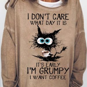 Womens I Don't Care What Day It Is Crew Neck Funny Letters Sweatshirt, Hoodies&Sweatshirts, Lilicloth.com