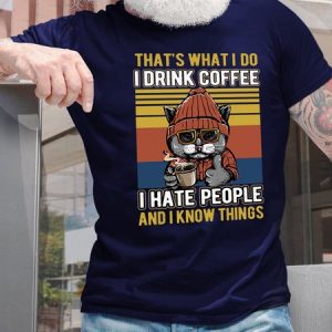 Cat With Coffee I Drink Coffee I Hate People Men's T-Shirt, T-shirts, Lilicloth.com