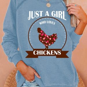 Lilicloth X Jessanjony Just A Girl How Loves Chickens Womens Sweatshirt, Hoodies&Sweatshirts, Lilicloth.com