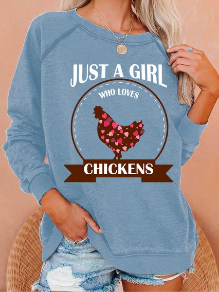 Lilicloth X Jessanjony Just A Girl How Loves Chickens Womens Sweatshirt, Hoodies&Sweatshirts, Lilicloth.com