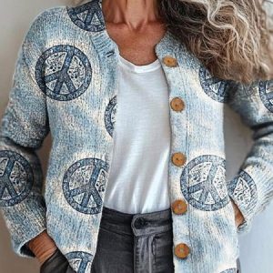 Loose Vintage Crew Neck Paisley Cardigan, Cardigans, Lilicloth.com
