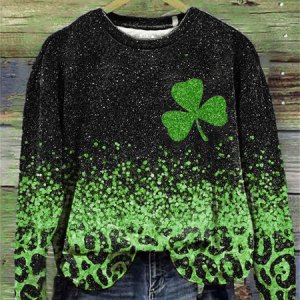 Women's Leopard St. Patrick's Day Floral Shamrock Casual Spring/Fall Long Sleeve Sweatshirt, JustFashionNow Sweatshirts & Hoodies, color:As Picture|size:XXL,