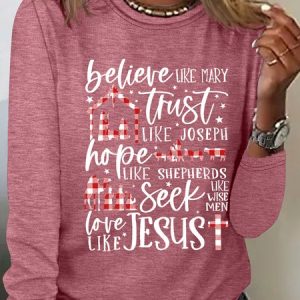 Believe Uke Mary Trust Like Joseph Hope Like Shepherds Seek Love Casual Long Sleeve Shirt, Long sleeves, Lilicloth.com