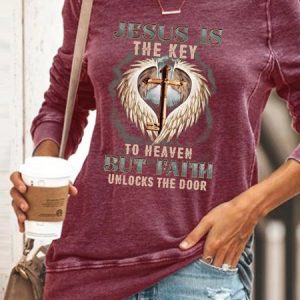 Women's Crew Neck Text Letters Casual Spring/Fall Long Sleeve Sweatshirt, JustFashionNow Sweatshirts & Hoodies, color:Red|size:3XL,
