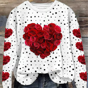 Women's Crew Neck Polka Dots Printing Casual Spring/Fall Long Sleeve Sweatshirt, JustFashionNow Sweatshirts & Hoodies, color:White|size:XXL,