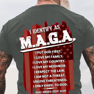 I Identify As M.A.G.A. Back Cotton T-Shirt, T-shirts, Lilicloth.com