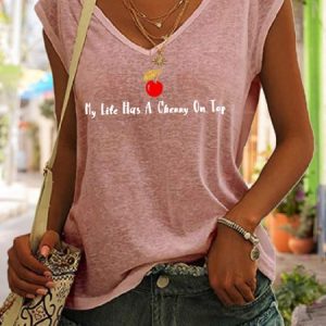 Lilicloth x Girlie a la Mode My Life Has A Cherry On Top Women's Tank & Cami, Tank Tops, Lilicloth.com