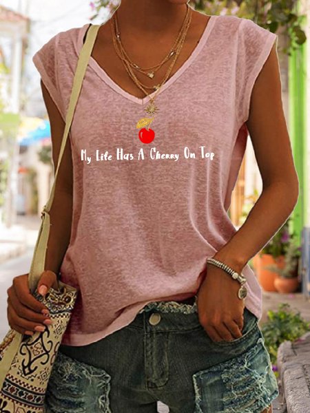 Lilicloth x Girlie a la Mode My Life Has A Cherry On Top Women's Tank & Cami, Tank Tops, Lilicloth.com