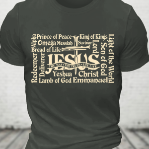 Men's Retro Distressed Rolled Design Faith Print Cotton T-Shirt, T-shirts, Lilicloth.com