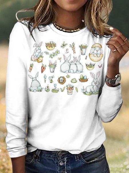 Regular Fit Crew Neck Plaid Vintage T-Shirt, Long sleeves, Lilicloth.com