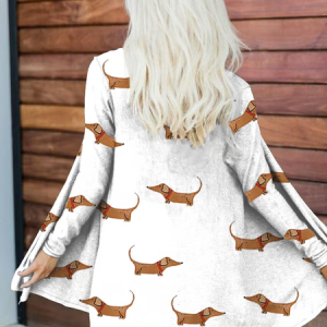 Women's Dachshund Print Long Sleeve Cardigan, Cardigans, Lilicloth.com