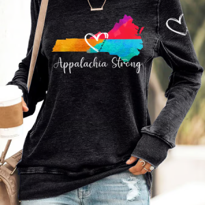 Retro Appalachia Strong Hurricane Helene Print Sweatshirt, Hoodies&Sweatshirts, Lilicloth.com