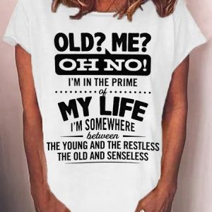 Women's Old me oh no Funny Casual Crew Neck T-Shirt, T-shirts, Lilicloth.com