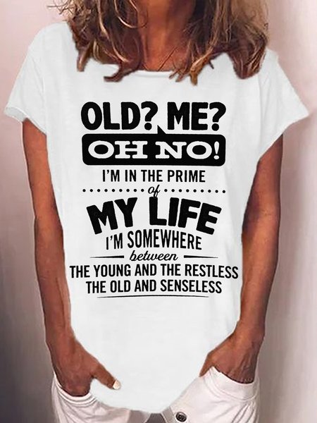 Women's Old me oh no Funny Casual Crew Neck T-Shirt, T-shirts, Lilicloth.com