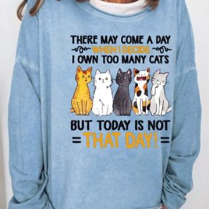 Women Own Too Many Cats Animals Casual Cat Loose Sweatshirt, Hoodies&Sweatshirts, Lilicloth.com