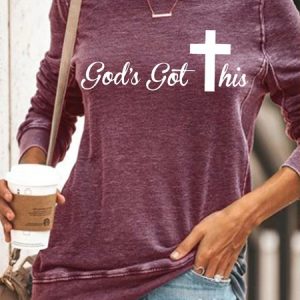 Womens CHRISTIAN  God Letters Crew Neck Sweatshirt, Hoodies&Sweatshirts, Lilicloth.com