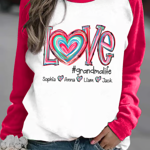 Woman Loose Crew Neck Valentine's Day Casual Sweatshirt, Hoodies&Sweatshirts, Lilicloth.com