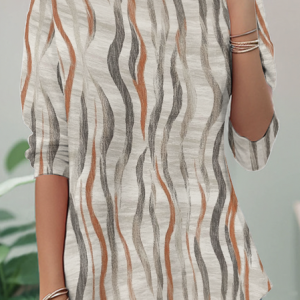 Geometric Striped Long sleeve Shirt, Long sleeves, Lilicloth.com