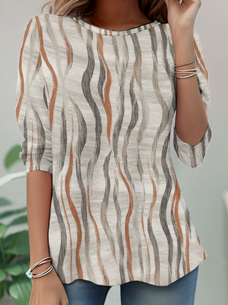 Geometric Striped Long sleeve Shirt, Long sleeves, Lilicloth.com