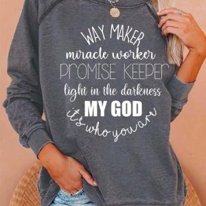 Women God Light Keeper Letters Casual Sweatshirts, Hoodies&Sweatshirts, Lilicloth.com