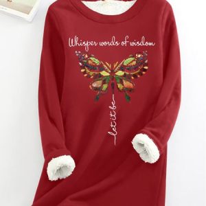 Women's Crew Neck Text Letters Simple Winter Long Sleeve Sweatshirt, JustFashionNow Sweatshirts & Hoodies, color:Red|size:3XL,
