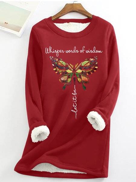 Women's Crew Neck Text Letters Simple Winter Long Sleeve Sweatshirt, JustFashionNow Sweatshirts & Hoodies, color:Red|size:3XL,