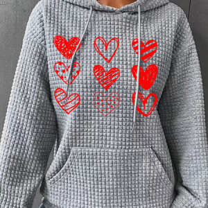 Womens Valentines Hearts , Valentine's Day Simple Loose Hoodie, Hoodies&Sweatshirts, Lilicloth.com