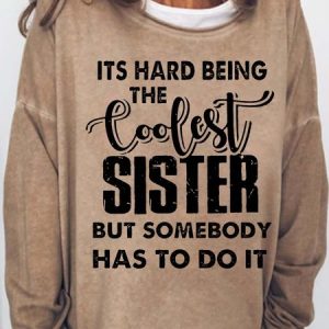 Women's Funny Sister Crew Neck Casual Letters Sweatshirt, Hoodies&Sweatshirts, Lilicloth.com