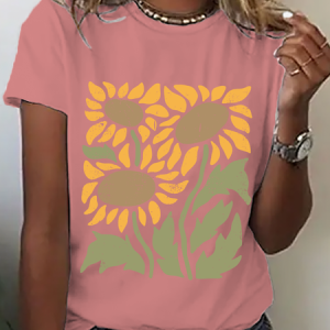 Retro Sunflower Cotton T-Shirt, T-shirts, Lilicloth.com