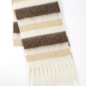 Casual Plaid Scarf, Scarves, color:white-brown|size:One-size, catalog Noracora shop