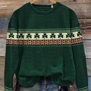 Women's Shamrock Crew Neck Casual Spring/Fall Long Sleeve Sweatshirt, JustFashionNow Sweatshirts & Hoodies, color:Green|size:5XL,