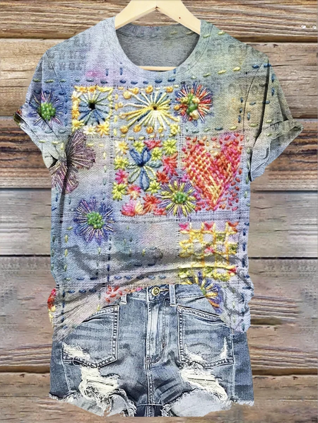Regular Fit Crew Neck Casual Cotton T-Shirt, T-shirts, Lilicloth.com