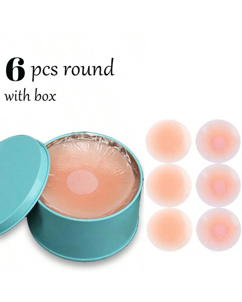 3Pairs/6PCS With Box, Nude Feeling, Silicone Breast Lift Tape, Anti-slip, Strapless And Reusable Women Breast Invisibility Cover, Silicone Nipple Cover, women Pads & Enhancers, ChicMe catalog - Image 2