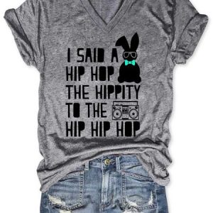 Women's Letter Short Sleeve Tee T-shirt V Neck Casual Summer Top, JustFashionNow T-Shirts, color:Gray|size:3XL,