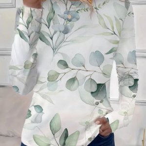 Women's Floral Long Sleeve Tee T-shirt Crew Neck Printing Casual Spring/Fall Top, JustFashionNow T-Shirts, color:White|size:XXL,