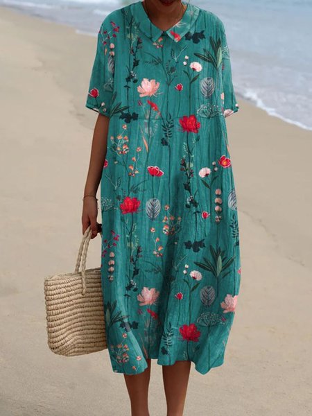 Casual Crew Neck Dress With No Belt, Dresses, Lilicloth.com