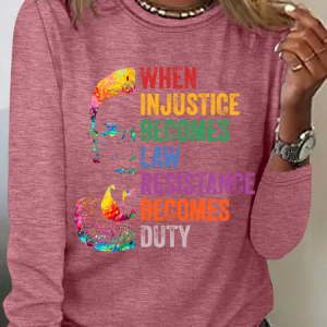 When Injustice Becomes Law, Resist, Resistance,Shirt, Notorious Rbg Shirt, Political Or Protest T-Shirt, Supreme Court Notorious Rbg Casual Long Sleeve Shirt, Long sleeves, Lilicloth.com