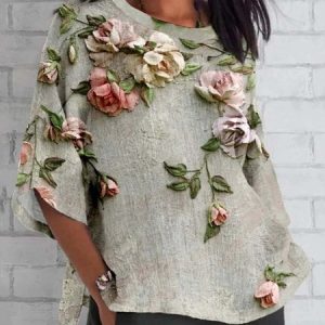 Women's Half Sleeve Tee T-shirt Summer 3D Printing Crew Neck Vintage Top, JustFashionNow T-Shirts, color:As Picture|size:4XL,
