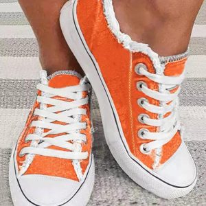 Lace-up Raw Hem Canvas Sneakers, women Sneakers, ChicMe catalog