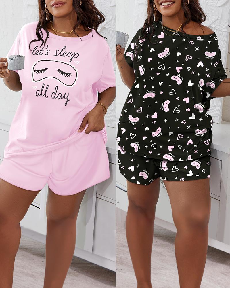 2 Pieces Outfits Floral Print Round Neck Short Sleeve Top and Casual Shorts Set, women Loungewear, ChicMe catalog