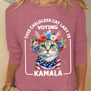 This Childless Cat Lady, Ladies is Voting Kamala Election 24, Long sleeves, Lilicloth.com