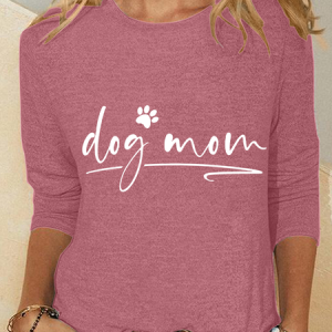 Dog Mom Casual Long Sleeve Shirt, Long sleeves, Lilicloth.com