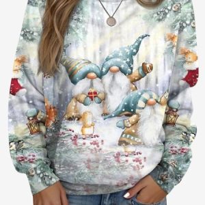 Women's Crew Neck Christmas Casual Spring/Fall Long Sleeve Sweatshirt, JustFashionNow Sweatshirts & Hoodies, color:White|size:XXL,