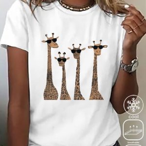 Plus Size Casual Deer Loose T-Shirt, JustFashionNow T-Shirts, color:White|size:4X,