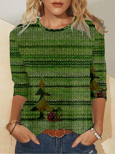 Women's Long Sleeve Tee T-shirt Spring/Fall 3D Printing Crew Neck Holiday Going Out Casual Top, JustFashionNow T-Shirts, color:As Picture|size:XS,