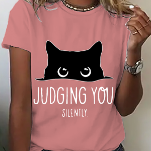 Judging You Sarcastic Cat Cotton T-Shirt, T-shirts, Lilicloth.com