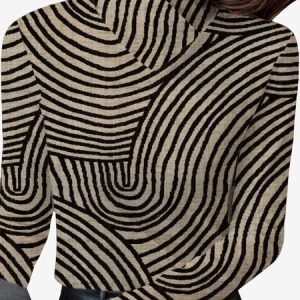 Women's Long Sleeve Blouse Spring/Fall Abstract Stripes Daily Going Out Casual Top, JustFashionNow Blouses, color:Apricot|size:XXL,