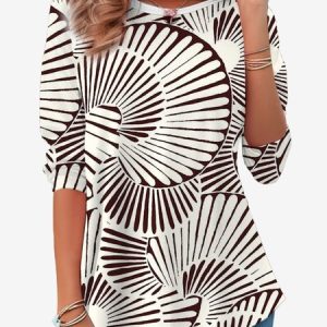 Women's Long Sleeve Tee T-shirt Spring/Fall Random Print Jersey Crew Neck Daily Going Out Casual Top, JustFashionNow T-Shirts, color:White|size:XXL,