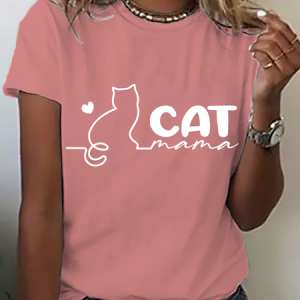 Cat Mama Cotton T-Shirt, T-shirts, Lilicloth.com